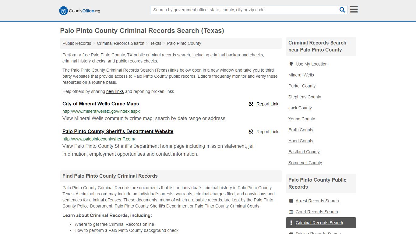 Criminal Records Search - Palo Pinto County, TX (Arrests ...