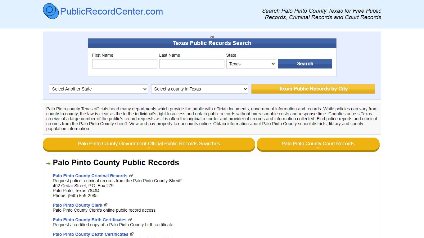 Palo Pinto County Texas Free Public Records - Court ...
